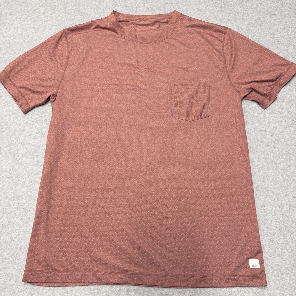 Vuori Tradewind Shirt Mens Large Red Short Sleeve Performance Pocket Tee Stretch